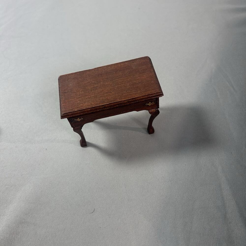 Vintage Wood Dollhouse Miniature End Table Nightstand with Drawer